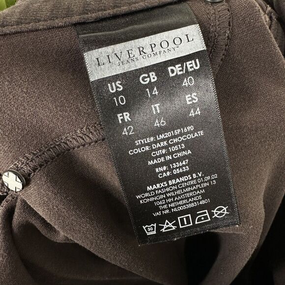 Liverpool Madonna Legging Dark Chocolate Brown Mini Stripe Pull On Pant Size‎ 10 - Picture 10 of 11